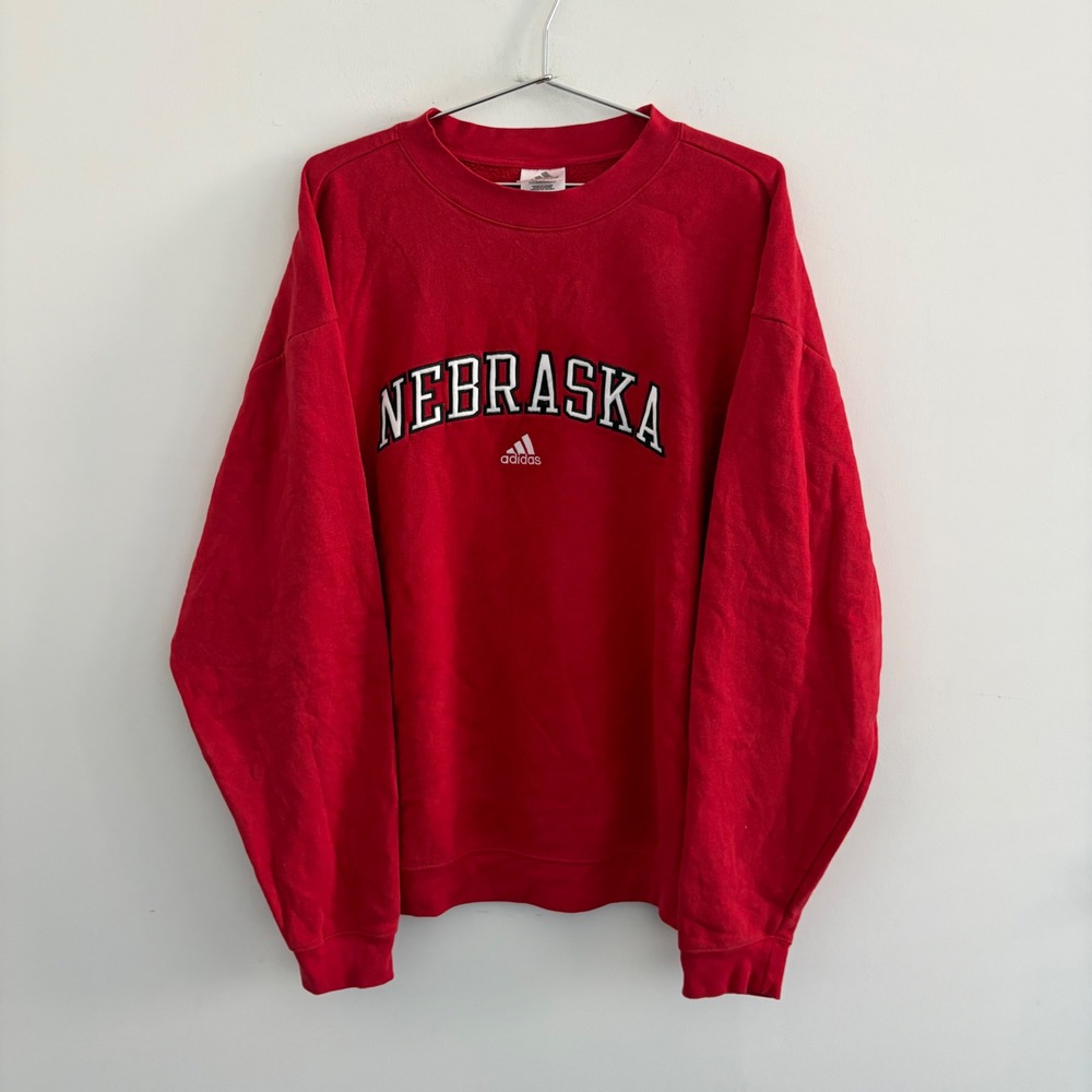 Adidas Nebraska Cornhuskers Red Crewneck Sweatshirt Mens Large